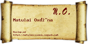 Matulai Oxána névjegykártya